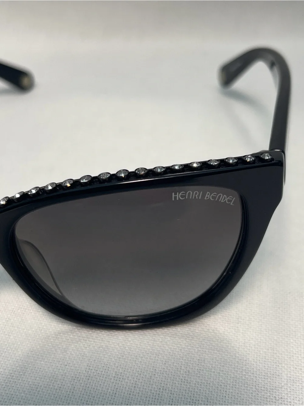 NWO Henri Bendel Black Sunglasses with Crystals on top of Frame